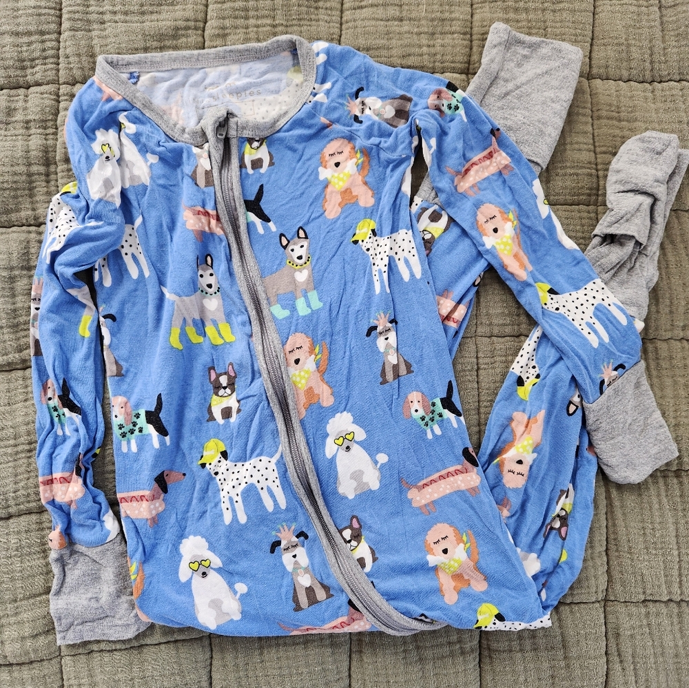 Little Sleepies Blue Dog Print Pajama Onesie 3T